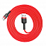 Кабель Type-C - USB 2.0 для зарядки 2 м 2А плетеный Baseus Cafule красно-черный