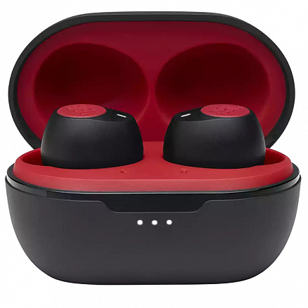 Наушники беспроводные Bluetooth JBL Tune 115 TWS вакуумные с микрофоном черно-красные