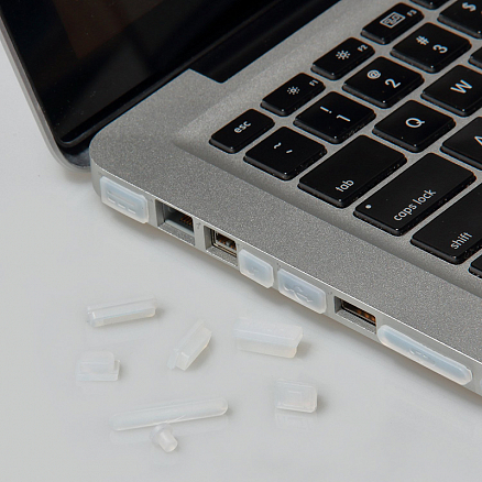 Заглушки для Apple MacBook Air во внешние разъемы (защита от пыли) прозрачные