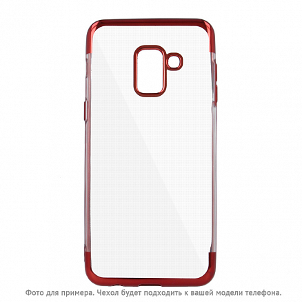 Чехол для Samsung Galaxy A6 (2018) гелевый GreenGo Plating Soft прозрачно-красный