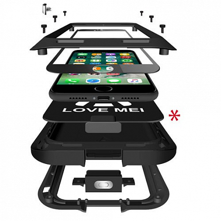 Чехол для iPhone 7, 8 гибридный для экстремальной защиты Love Mei Powerful Small Waist черный