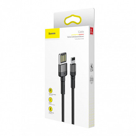 Кабель USB - Lightning для зарядки iPhone 2 м 1.5А плетеный Baseus Cafule SE черно-серый