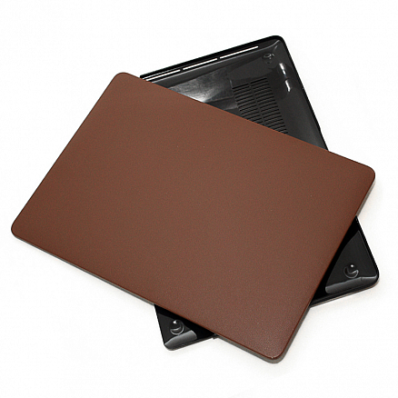 Чехол для Apple MacBook Pro 15 Touch Bar A1707, A1990 кожаный с пластиком ISA HardShell коричневый