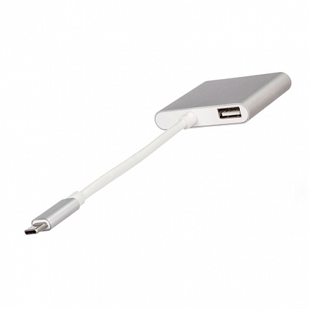 Хаб (разветвитель) Type-C - 2 х USB 2.0, USB 3.0, Type-C (папа - мама) Rock серый