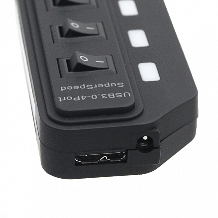 USB 3.0 HUB (разветвитель) на 4 порта NOVA-116 с выключателями черный