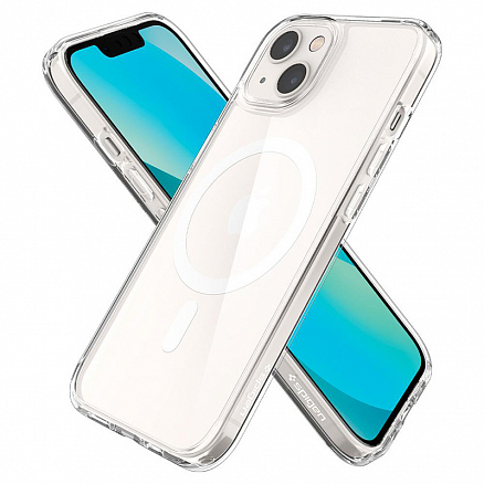 Чехол для iPhone 13 гибридный Spigen SGP Ultra Hybrid Magsafe прозрачно-белый