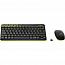 Набор клавиатура и мышь беспроводной Logitech MK240 черно-желтая