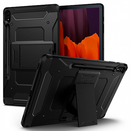 Чехол для Samsung Galaxy Tab S7 Plus 12.4 T970, T976, S8 Plus 12.4 гибридный для экстремальной защиты Spigen Tough Armor Tech черный