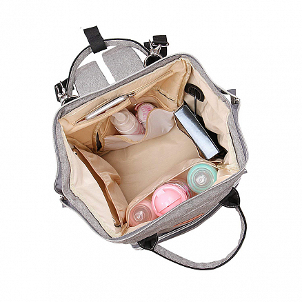 Рюкзак (сумка) Ankommling LD24 для мамы с отделением для бутылочек и USB-портом серый
