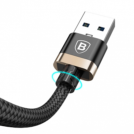 Кабель Type-C - USB 3.0 для зарядки длина 1 м 3A плетеный Baseus Golden Belt черный