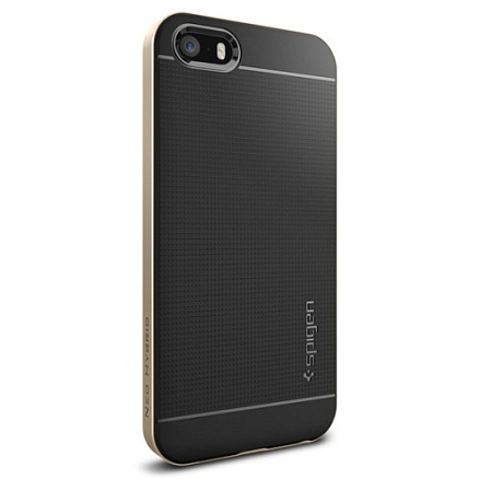 Чехол для iPhone 5, 5S, SE гибридный Spigen SGP Neo Hybrid черно-золотистый