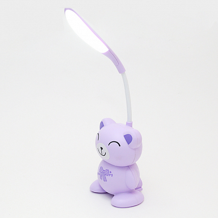 Лампа светодиодная мини настольная беспроводная SM YW1702 Мишка фиолетовая