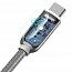 Кабель Type-C - USB 2.0 для зарядки 1 м 5А с дисплеем плетеный Baseus Display (быстрая зарядка Huawei, QC) серебристый