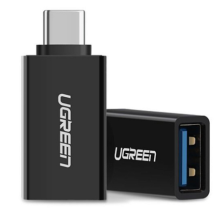 Переходник Type-C - USB 3.0 (папа - мама) Ugreen US173 черный