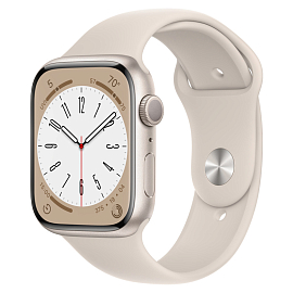 Умные часы Apple Watch 8 45 мм с силиконовым ремешком S/M алюминиевые сияющая звезда