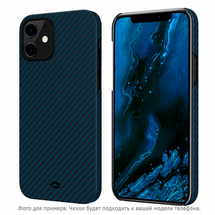 Чехол для iPhone 12 Mini кевларовый тонкий Pitaka MagEZ черно-синий