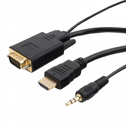 Кабель (преобразователь) HDMI - 3,5 мм, VGA (папа - папа, папа) длина 1,8 м версия 1.4 Cablexpert черный