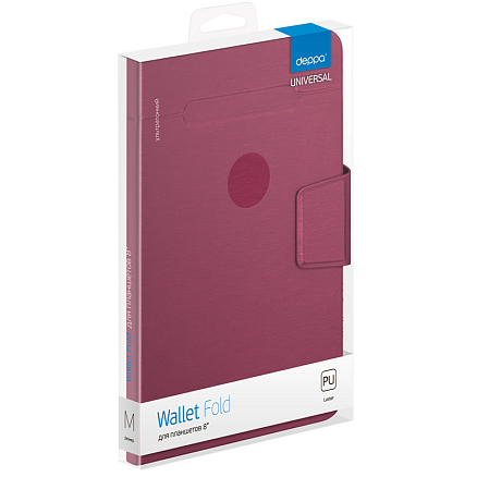 Чехол для планшета книжка с подставкой до 8 дюймов универсальный Deppa Wallet Fold красный