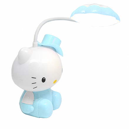 Лампа светодиодная настольная беспроводная с ночником Cartoon LD556 Hello Kitty голубая