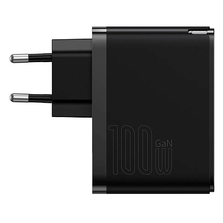 Зарядное устройство сетевое с USB и Type-C входами 100W Baseus GaN5 Pro (быстрая зарядка QC, PD) черное