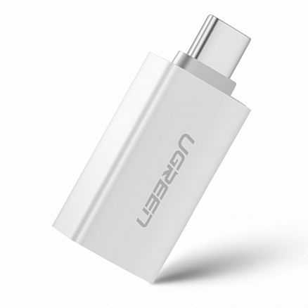 Переходник Type-C - USB 3.0 (папа - мама) Ugreen US173 белый