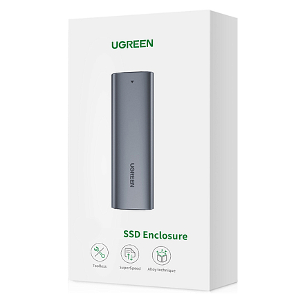 Корпус для SSD M.2 диска Type-C 3.1 Gen2 (5 Gbps) Ugreen CM400 серый