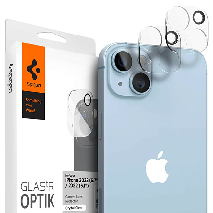 Защитное стекло на камеру для iPhone 14, 14 Plus Spigen Optik.TR прозрачное 2 шт.
