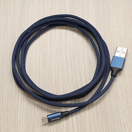 Кабель USB - MicroUSB для зарядки 1,5 м 2A плетеный Baseus Yiven синий