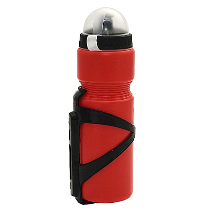Бутылка для воды спортивная на велосипед Bicycle Gear BG-16008 с держателем красная