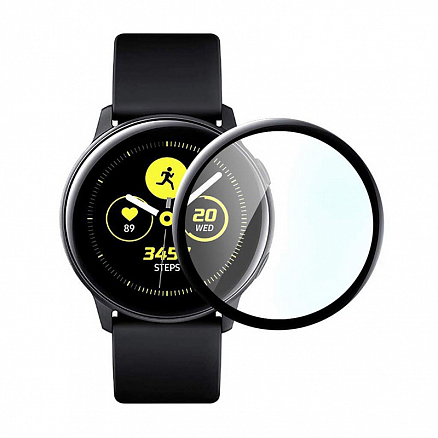 Защитное стекло для Samsung Galaxy Watch Active на весь экран противоударное Lito-9 3D черное