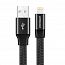 Кабель USB - Lightning для зарядки iPhone 0,5 м 2.4А плетеный плоский Joyroom Magic S-M340 черный