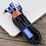 Кабель USB - MicroUSB, Lightning, Type-C 1,2 м 3.5A плетеный с угловыми штекерами Baseus MVP черно-синий