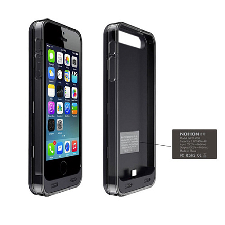 Чехол-аккумулятор для iPhone 5S фирменный Nohon 3960mAh (1560+2400) черный
