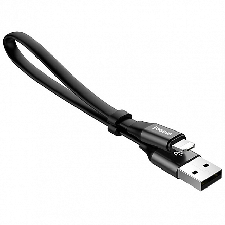 Кабель USB - MicroUSB, Lightning для зарядки 23 см 2А плоский Baseus Portable черный