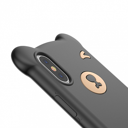 Чехол для iPhone XS Max силиконовый Baseus Bear черный 