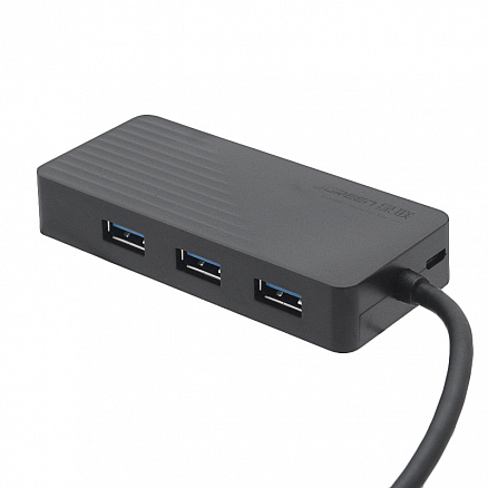 USB 3.0 HUB (разветвитель) на 3 порта с картридером для SD и MicroSD Ugreen CR132 с питанием MicroUSB черный