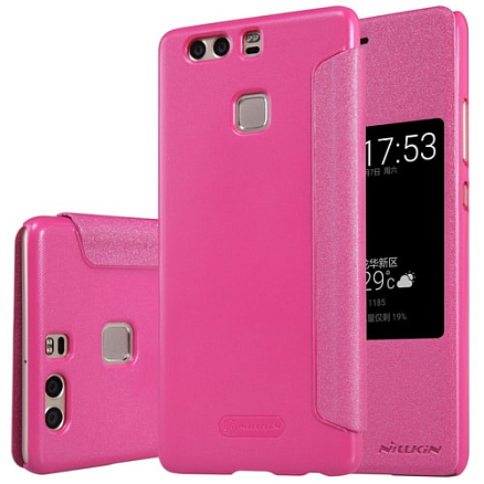 Чехол для Huawei P9 книжка с окошком NillKin Sparkle розовый