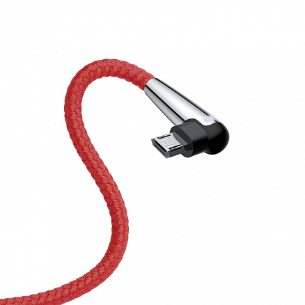 Кабель USB - MicroUSB для зарядки 1 м 2.4А плетеный с угловым штекером Baseus Sharp-bird красный