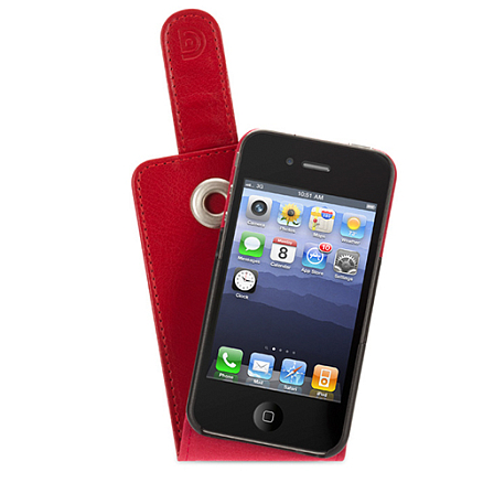 Чехол для iPhone 4, 4S кожаный - блокнот Griffin (США) Vertical красный