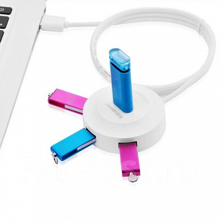 USB 2.0 HUB (разветвитель) на 4 порта Ugreen CR106 с питанием MicroUSB белый