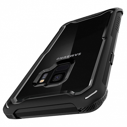 Чехол для Samsung Galaxy S9 гибридный с защитой экрана Spigen SGP Hybrid 360 прозрачно-черный