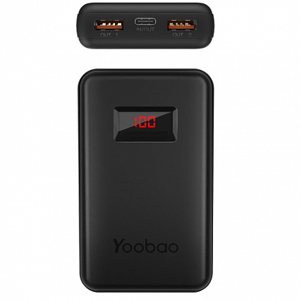 Внешний аккумулятор Yoobao PowerQuick PD10 10000мАч (2хUSB, Type-C, ток 3А, быстрая зарядка QC 3.0, PD 3.0, 18Вт) черный
