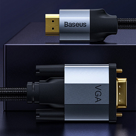 Кабель HDMI - VGA (папа - папа) длина 2 м Baseus Enjoyment серый