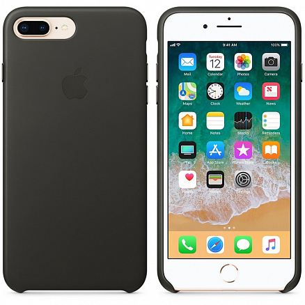 Чехол для iPhone 7 Plus, 8 Plus из натуральной кожи оригинальный Apple MQHP2ZM темно-серый