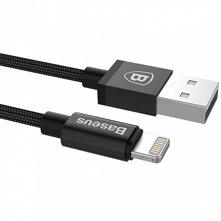 Кабель USB - Lightning для зарядки iPhone 1 м 2.4A MFi плетеный Baseus Antila (быстрая зарядка) черный