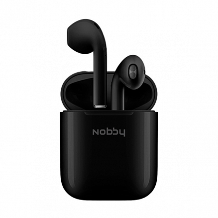 Наушники беспроводные Bluetooth Nobby Practic T-101 вкладыши с микрофоном черные