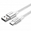 Кабель Type-C - USB 2.0 для зарядки 0,25 м 3А плетеный Ugreen US288 (быстрая зарядка QC 3.0) белый
