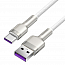 Кабель Type-C - USB для зарядки 1 м 5А 40W плетеный Baseus Cafule Metal Data (быстрая зарядка Huawei, QC) бело-серебристый