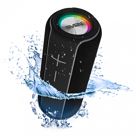 Портативная колонка Sven PS-285 с защитой от воды, подсветкой, FM-радио, USB и поддержкой MicroSD карт черная
