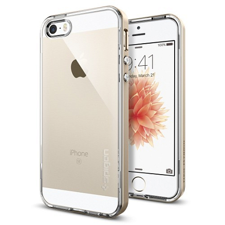 Чехол для iPhone 5, 5S, SE гибридный Spigen SGP Neo Hybrid Crystal прозрачно-золотистый